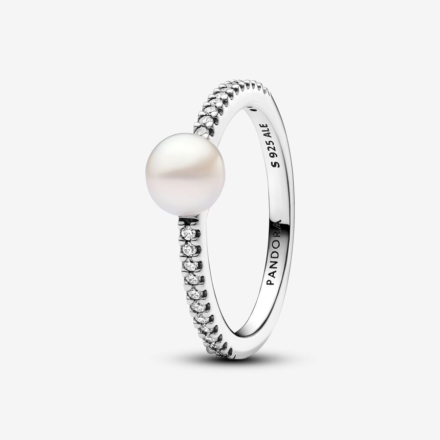 Treated Freshwater Cultured Pearl & Pavé Ring image number 0