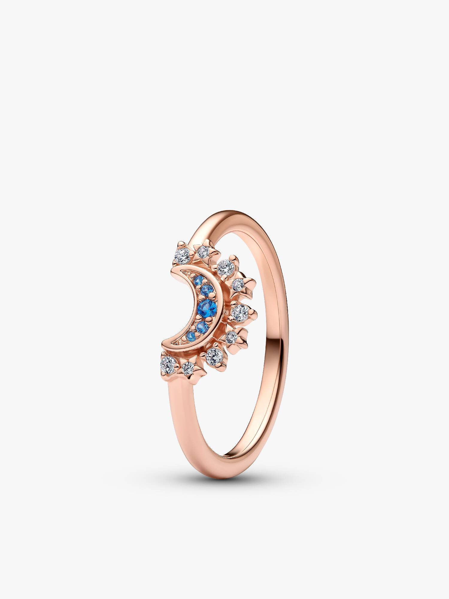Celestial Blue Sparkling Moon Ring