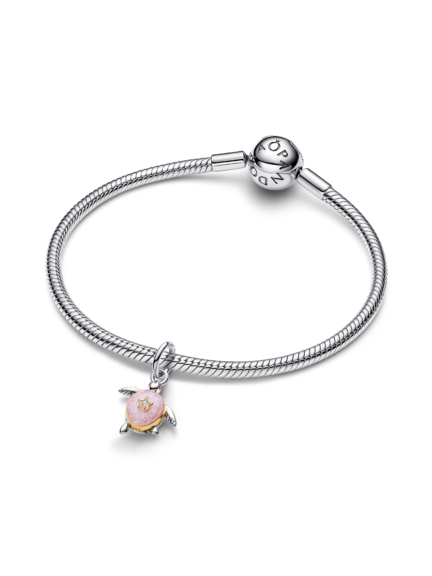 2026 Pink Sea Turtle Lab-grown Diamond Dangle Charm | ツートーン