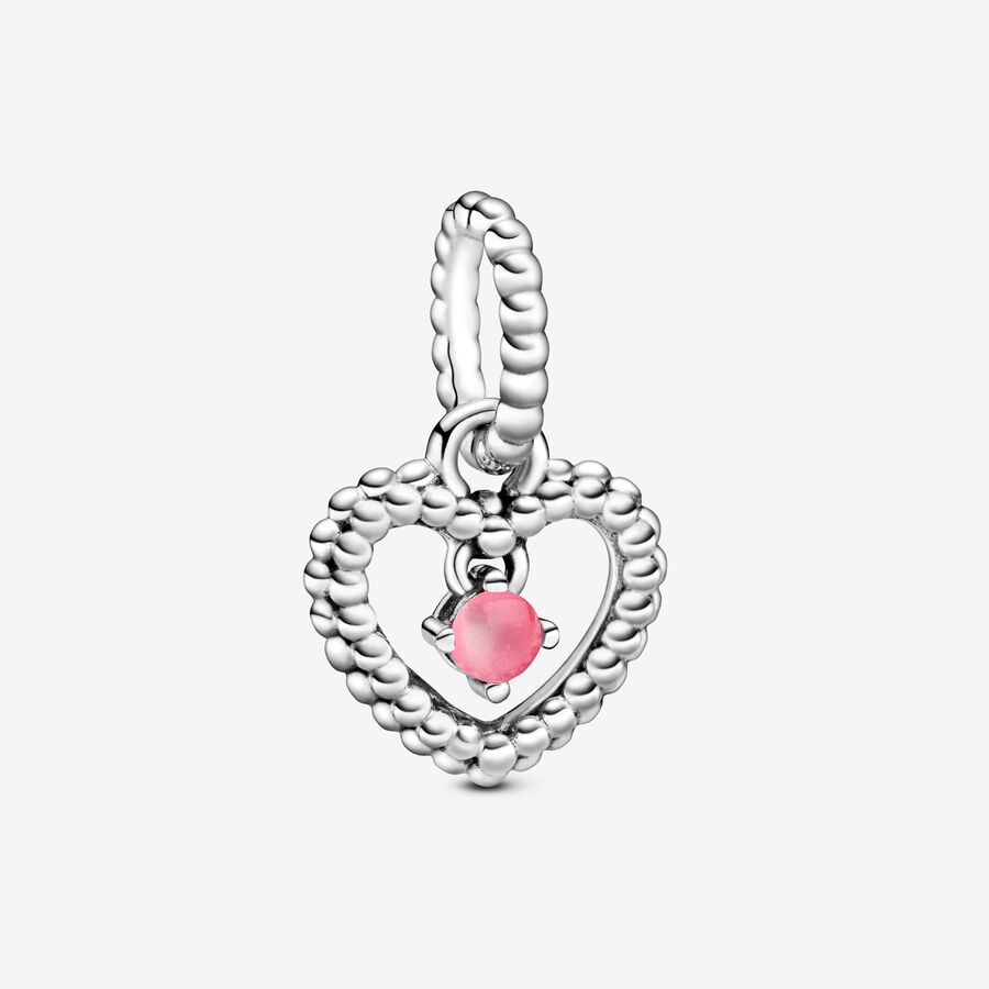 Petal Pink Beaded Heart ダングルチャーム image number 0