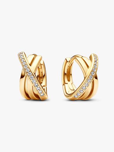 Crossover Pavé Hoop Earrings
