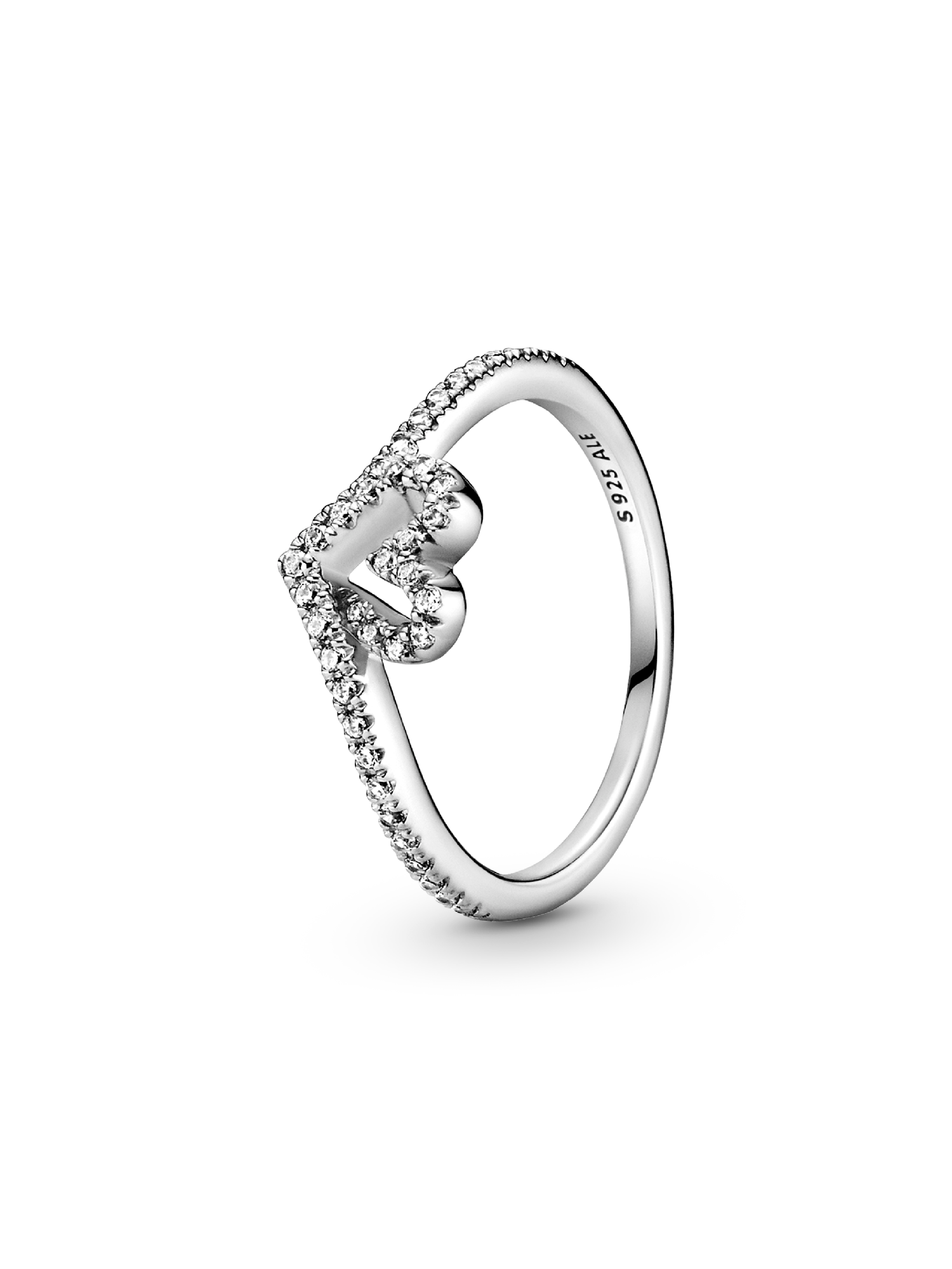 Sparkling Wishbone Heart Ring | スターリングシルバー | パンドラ'