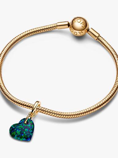 Opalescent Green Heart Dangle Charm