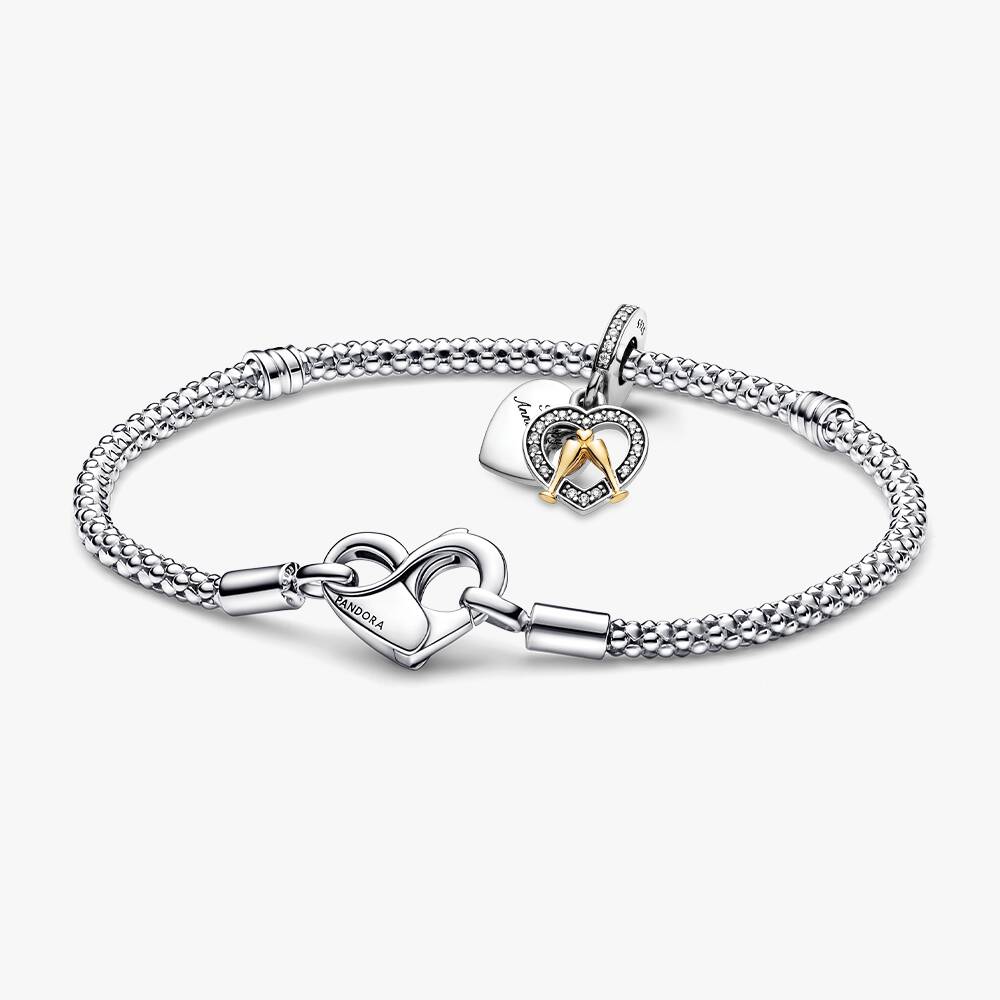 Two-tone Happy Anniversary Charm & Bracelet Set