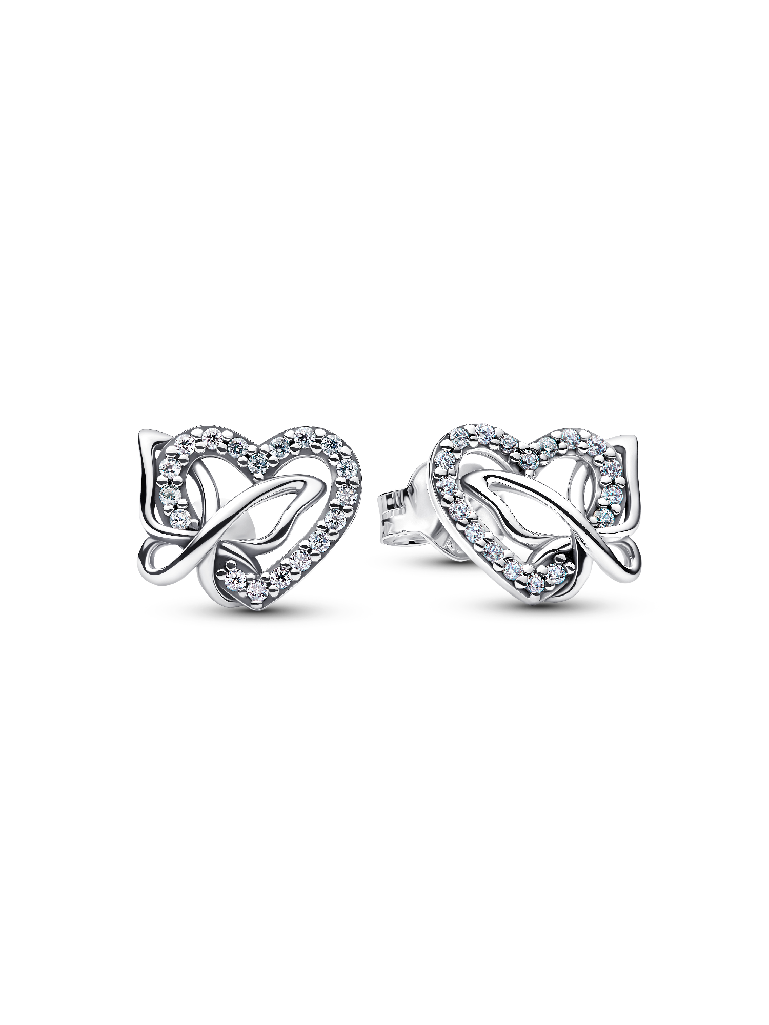 Entwined Heart & Butterfly Stud Earrings | スターリングシルバー