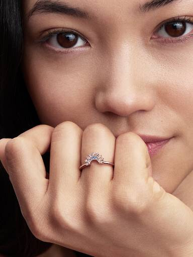 Celestial Blue Sparkling Moon Ring