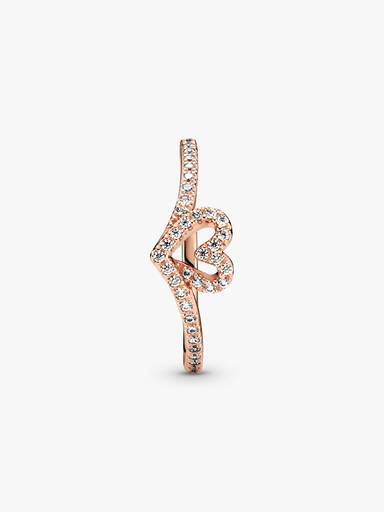 Sparkling Wishbone Heart Ring