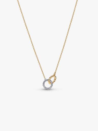 Beads & Pavé Interlocking Circles Necklace