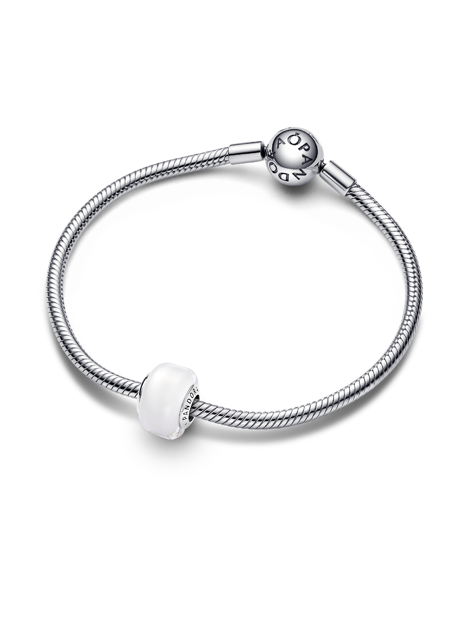 White Mini Murano Glass Charm | スターリングシルバー | パンドラ'