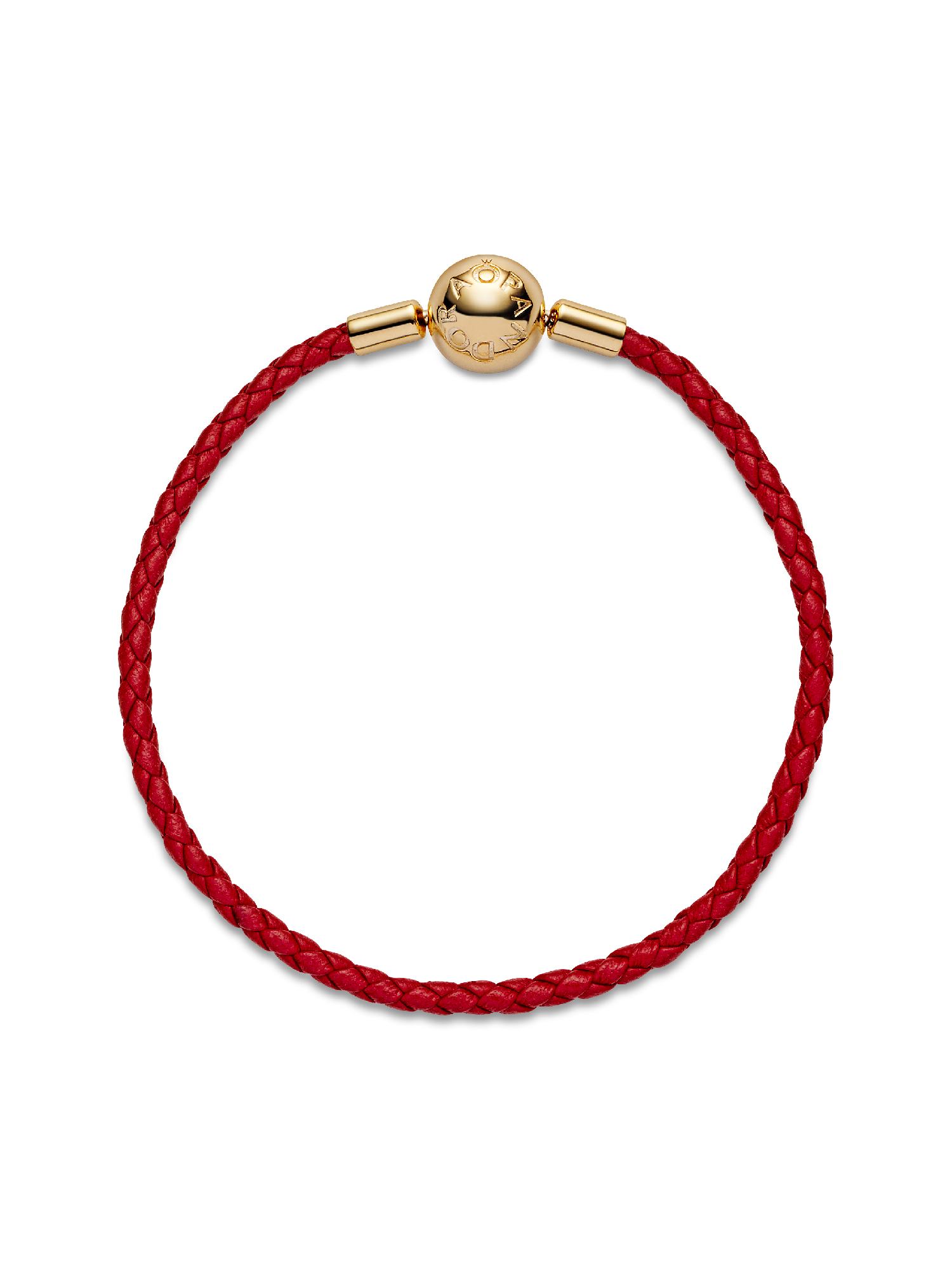 Pandora Moments Red Woven Leather Bracelet | ゴールドプレー