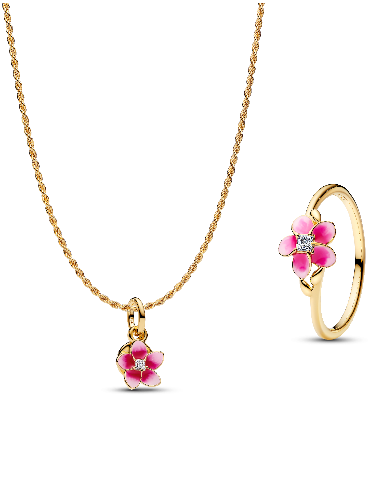Moana Flower Necklace & Ring Set | ゴールドプレーティング | パンドラ'