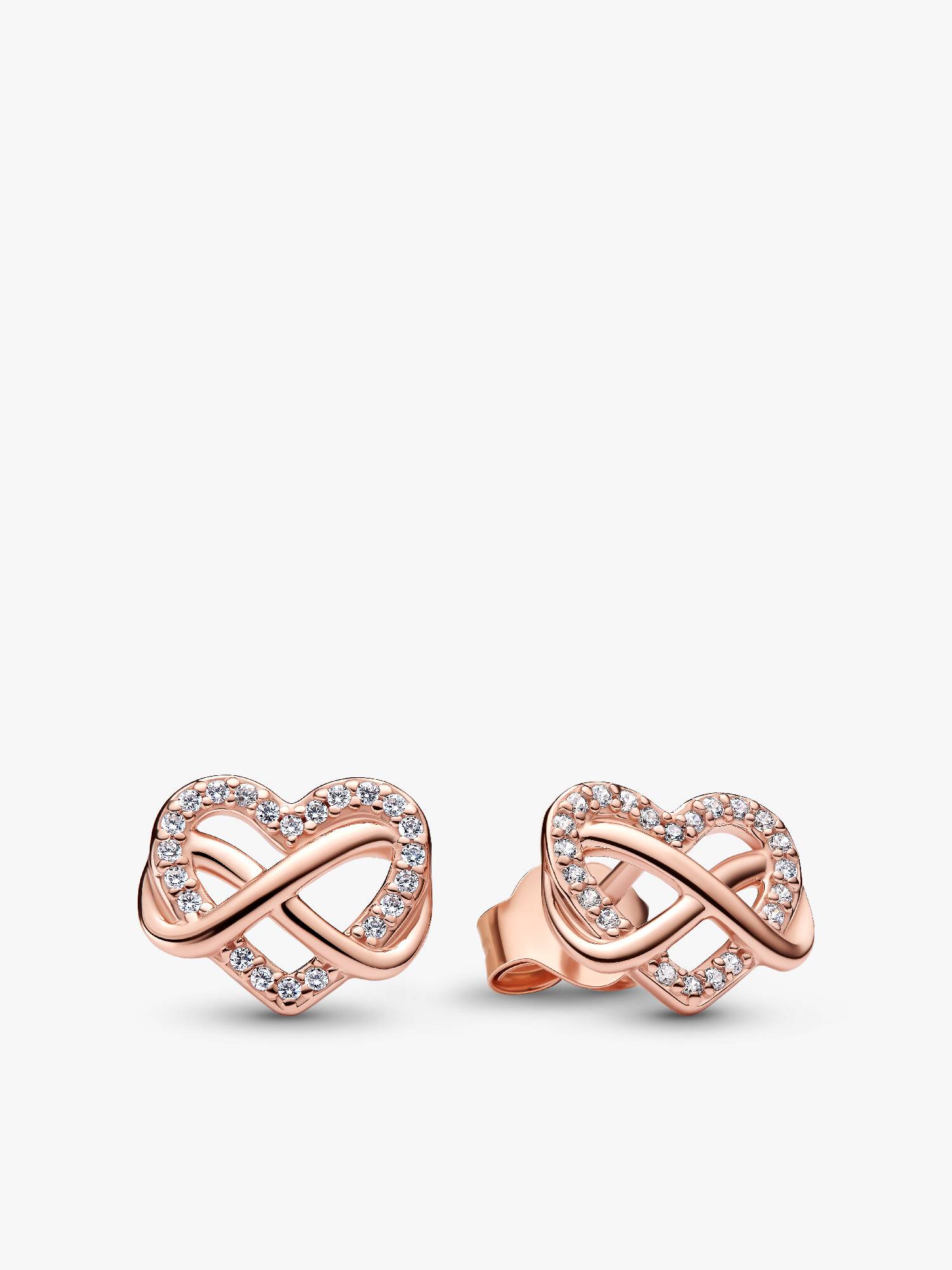 Sparkling Infinity Heart Stud Earrings