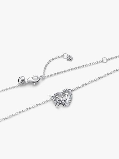 Entwined Heart & Butterfly Pendant Necklace