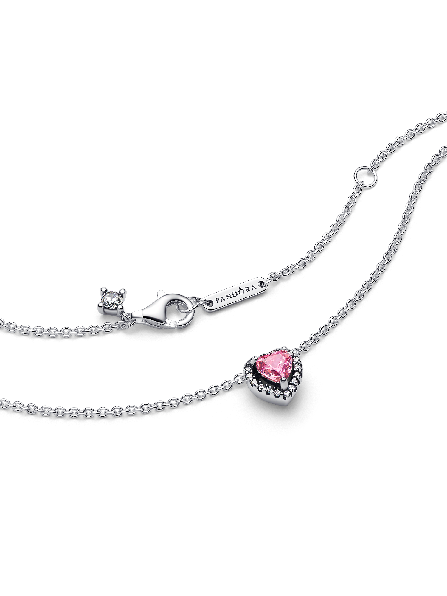 Pink Elevated Heart Necklace | スターリングシルバー | パンドラ'