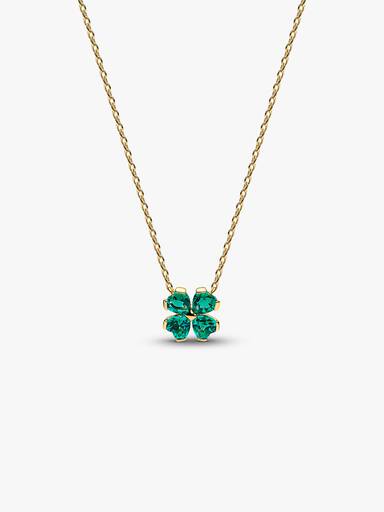 Green Lucky Clover Pendant Necklace