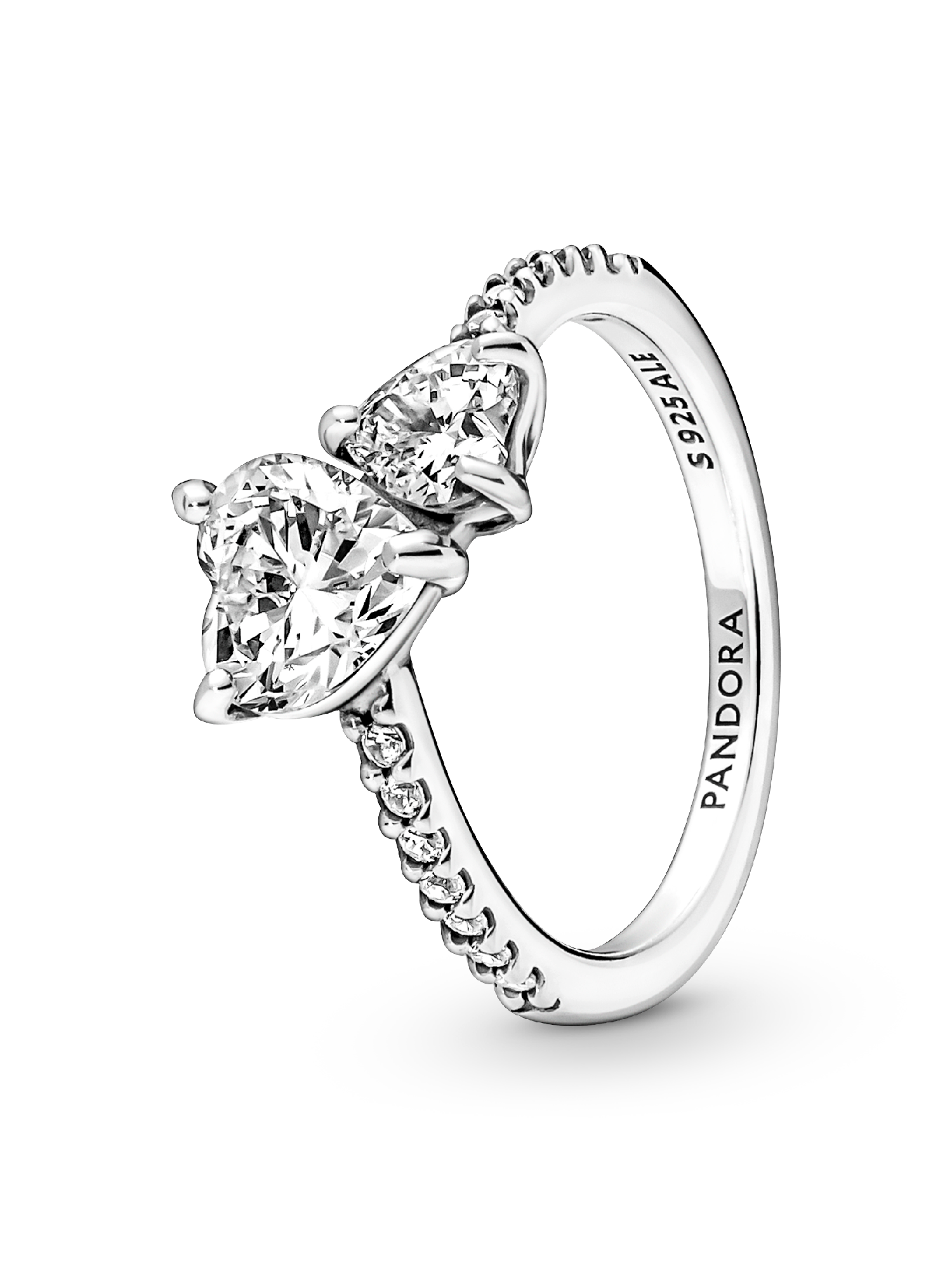 Double Heart Sparkling Ring | スターリングシルバー | パンドラ'