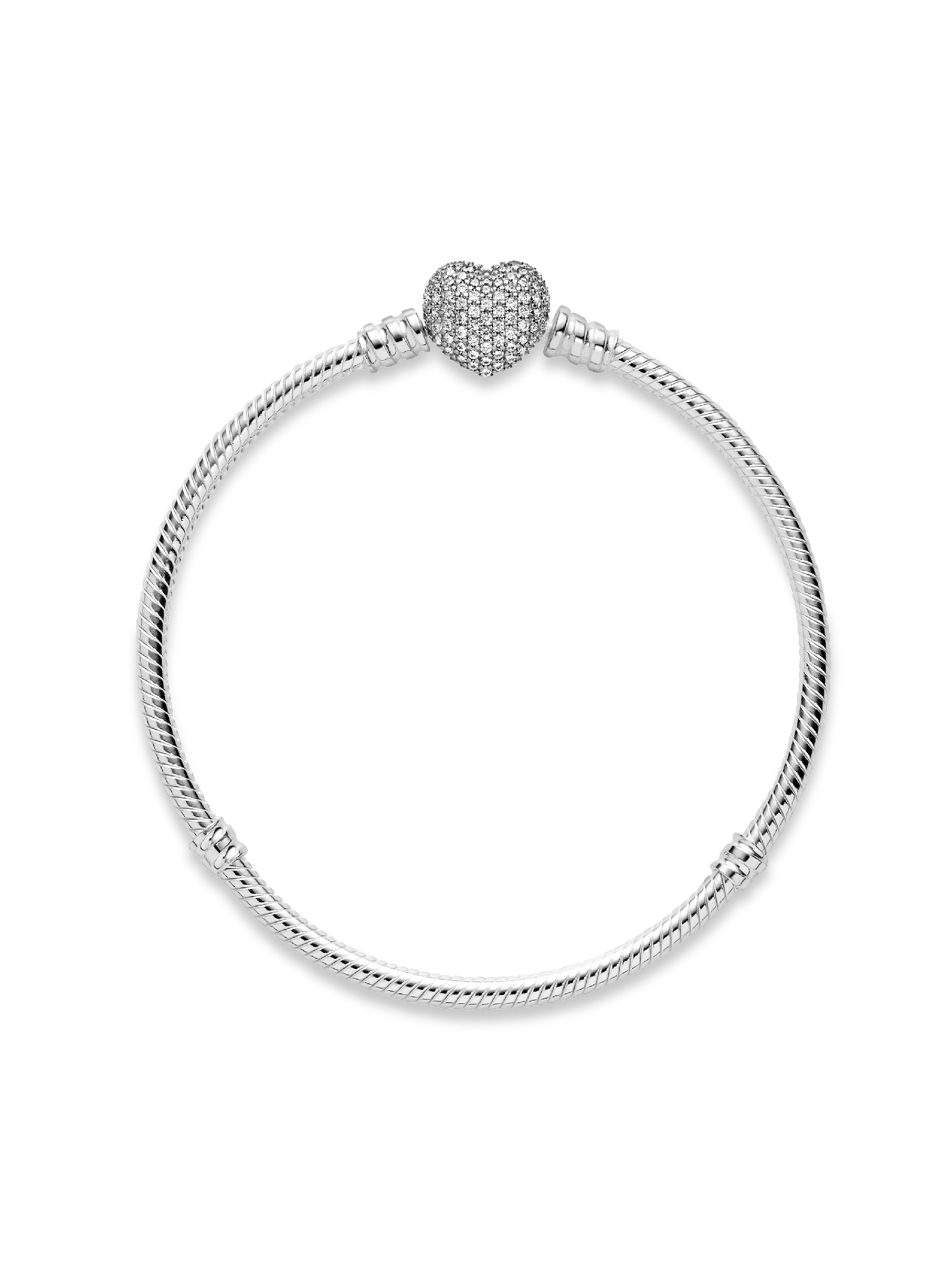 Sparkling Heart & Snake Chain Bracelet | スターリングシルバー 