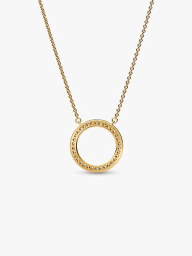 Pandora Signature Pavé & Hearts Circle Pendant Necklace