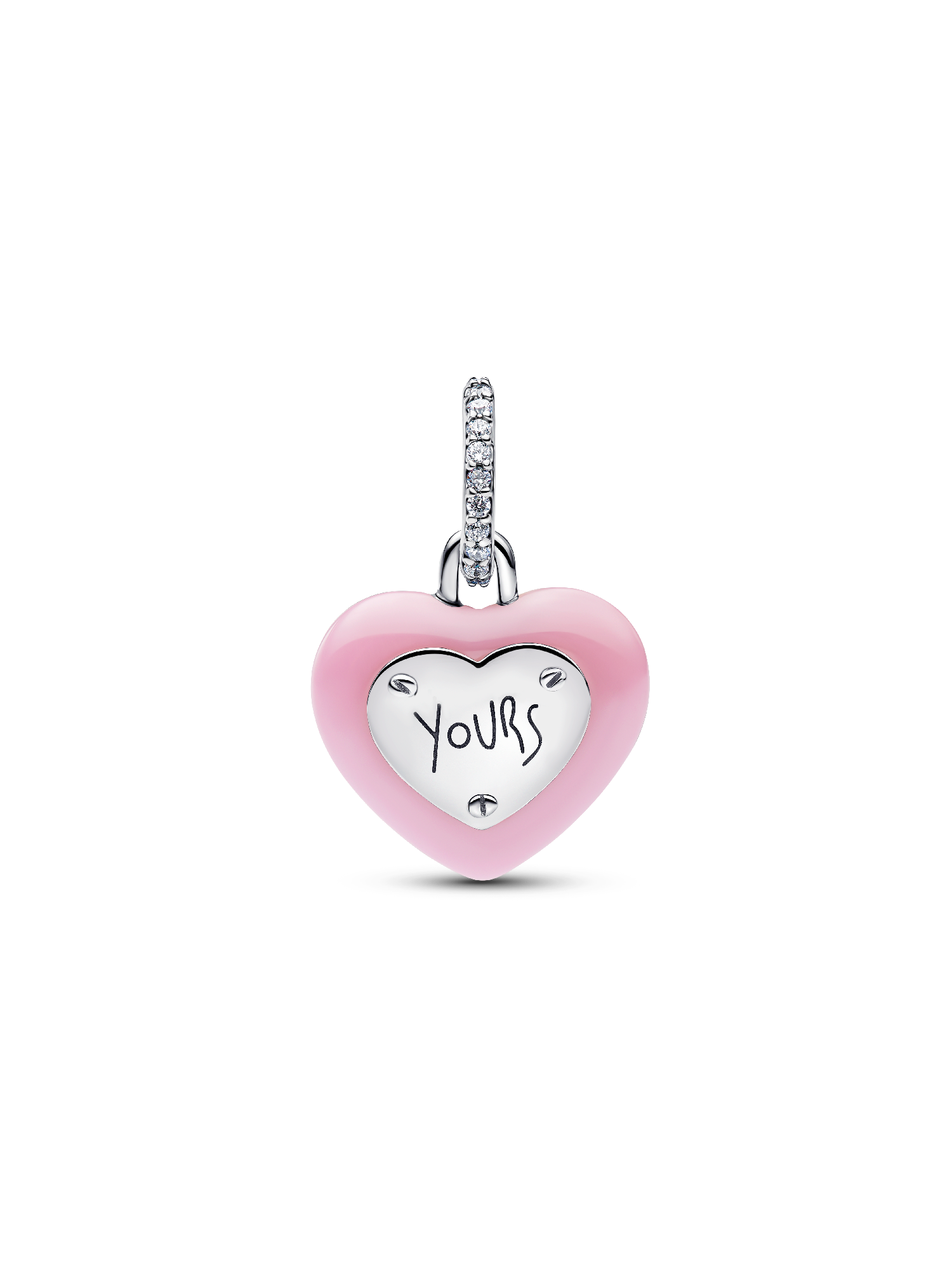 Pink Ceramic Heart Padlock Dangle Charm | スターリングシルバー