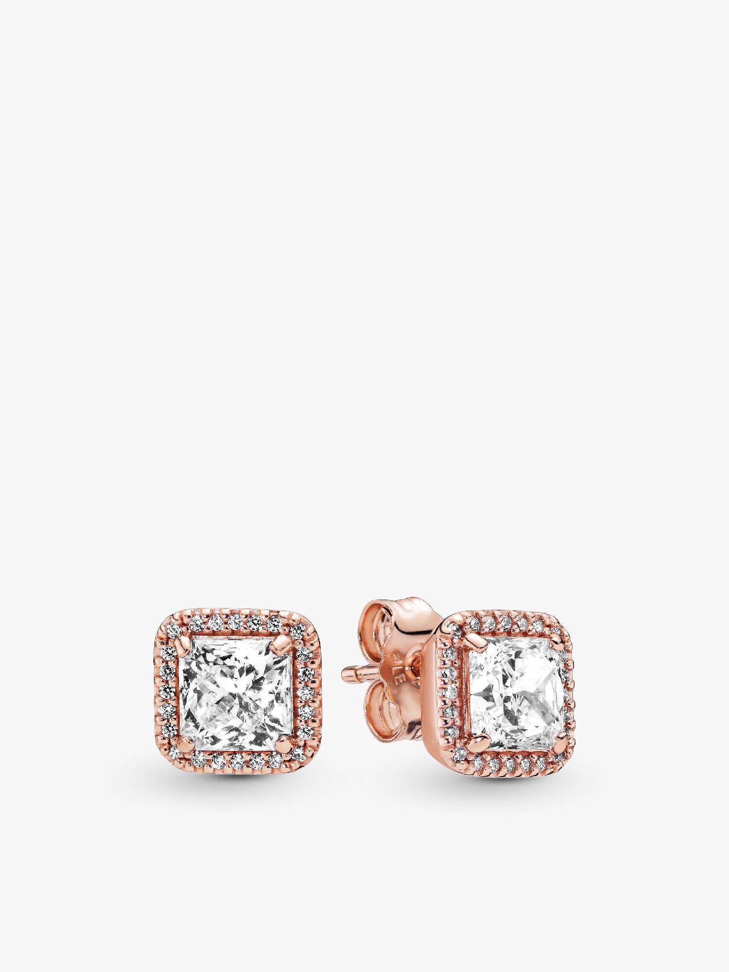 Square Sparkle Halo Stud Earrings