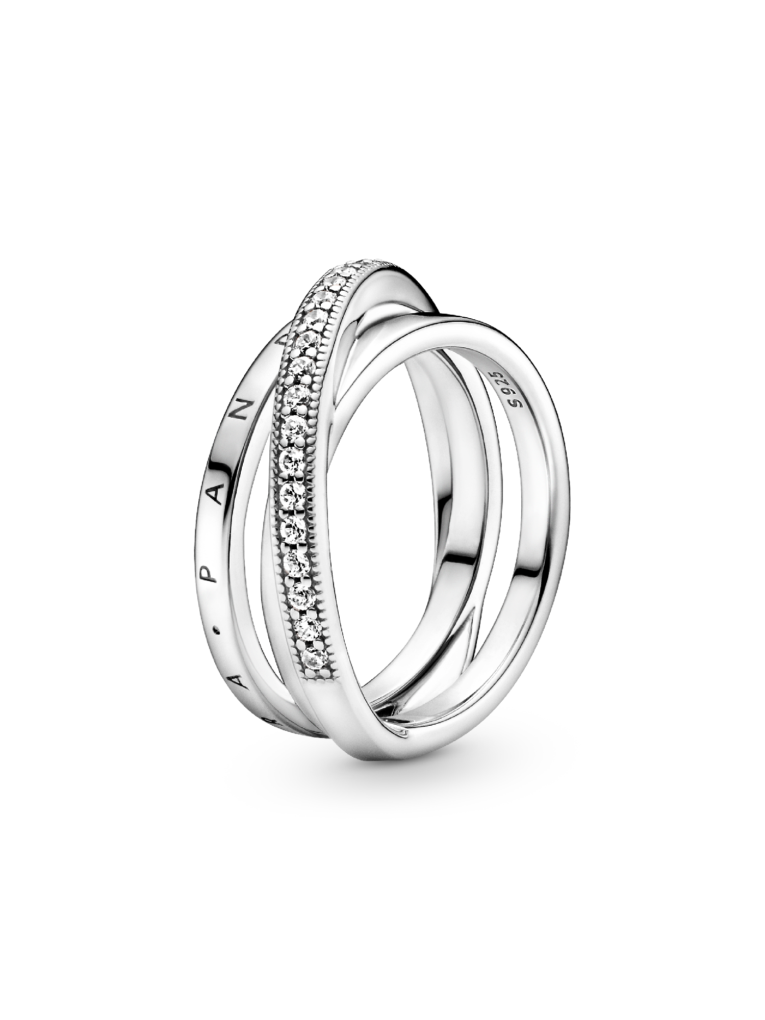 Crossover Pavé Triple Band Ring