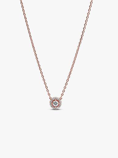 Round Pavé Halo Pendant Necklace