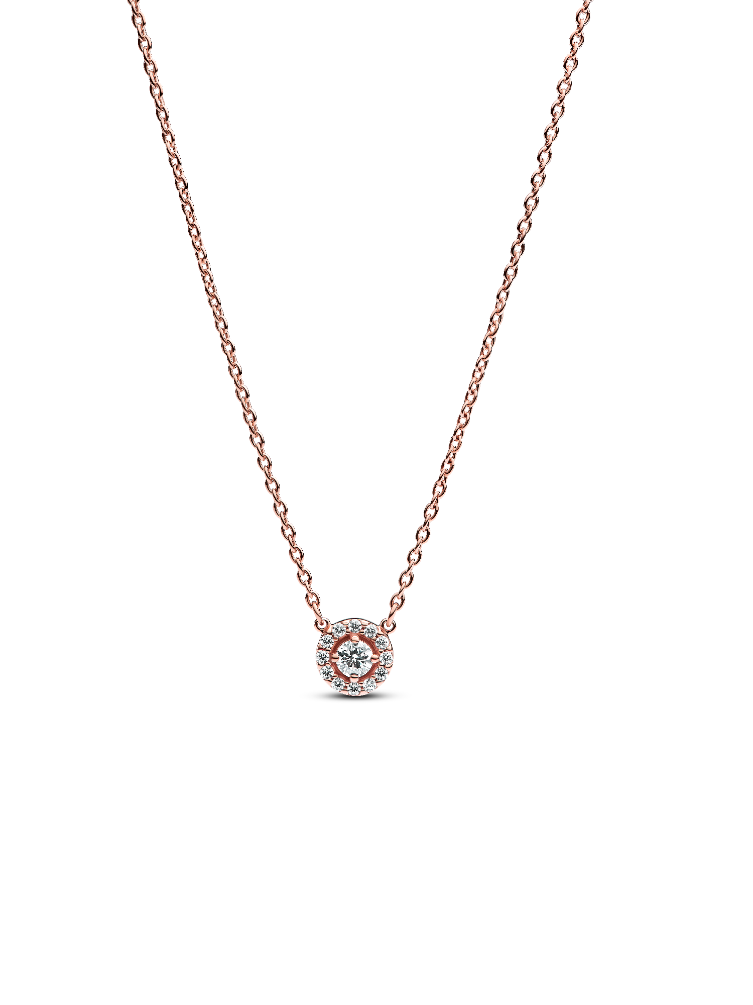 Round Pavé Halo Pendant Necklace