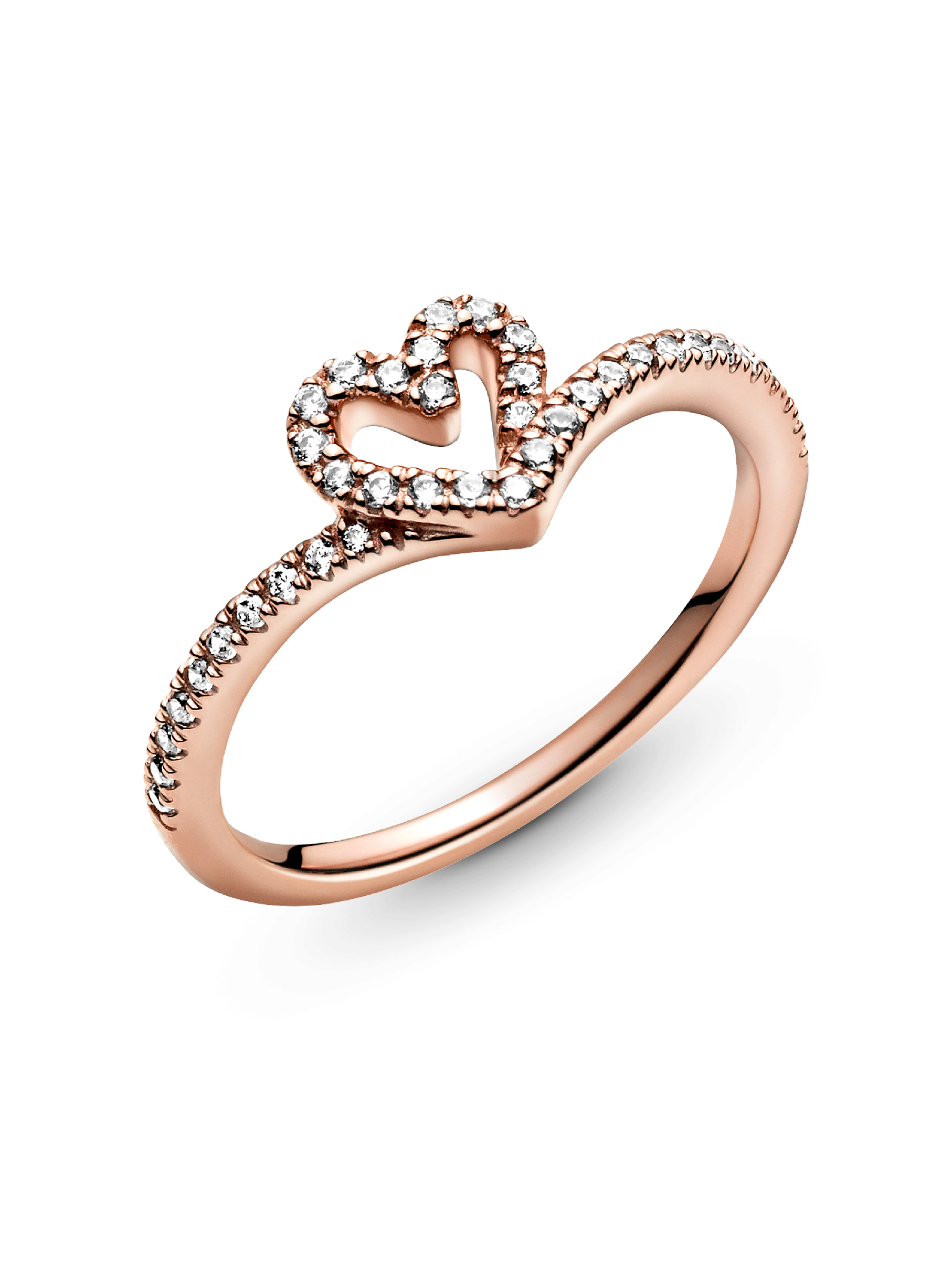 Sparkling Wishbone Heart Ring | ローズゴールドプレーティング