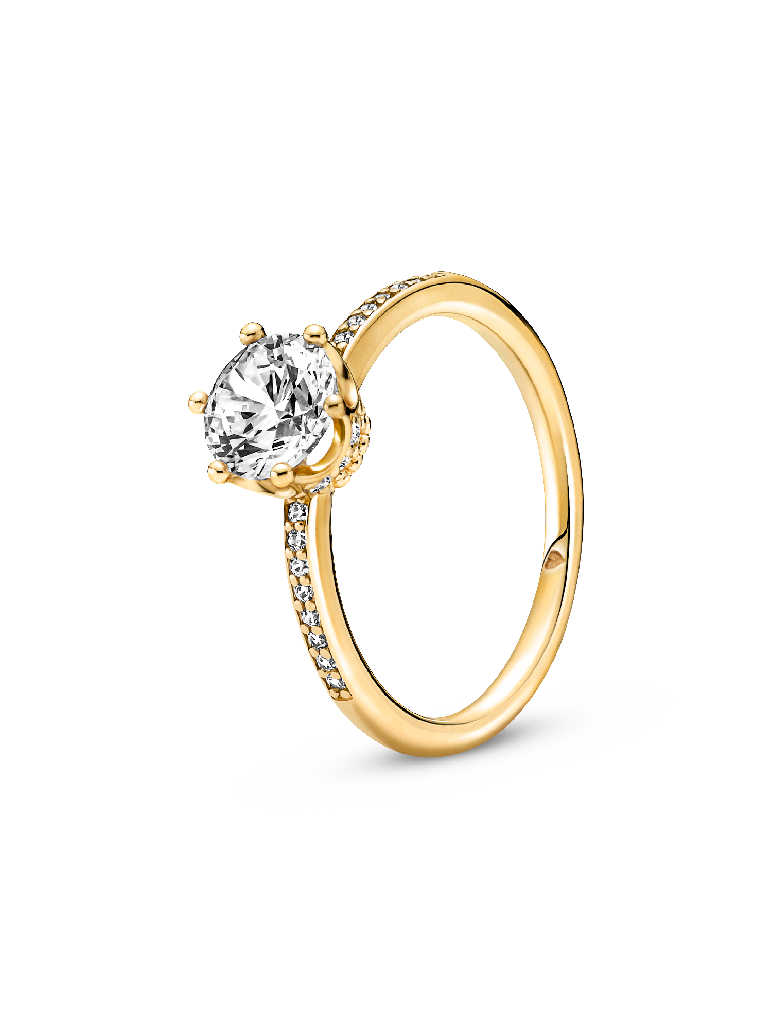 ゴールドクリスタルバンドリング Clear Sparkling Crown Solitaire Ring | ゴールドプレーティング