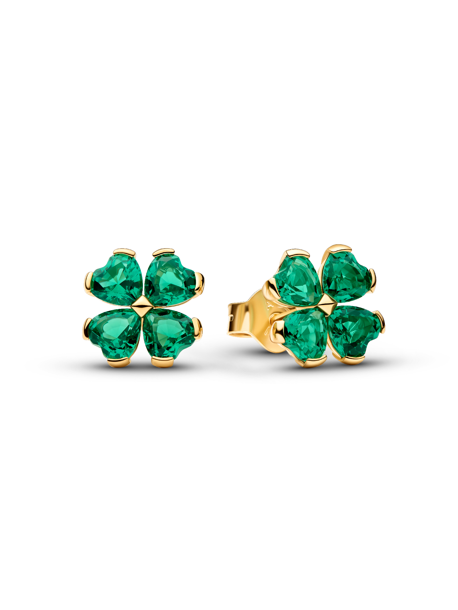 Green Lucky Clover Stud Earrings