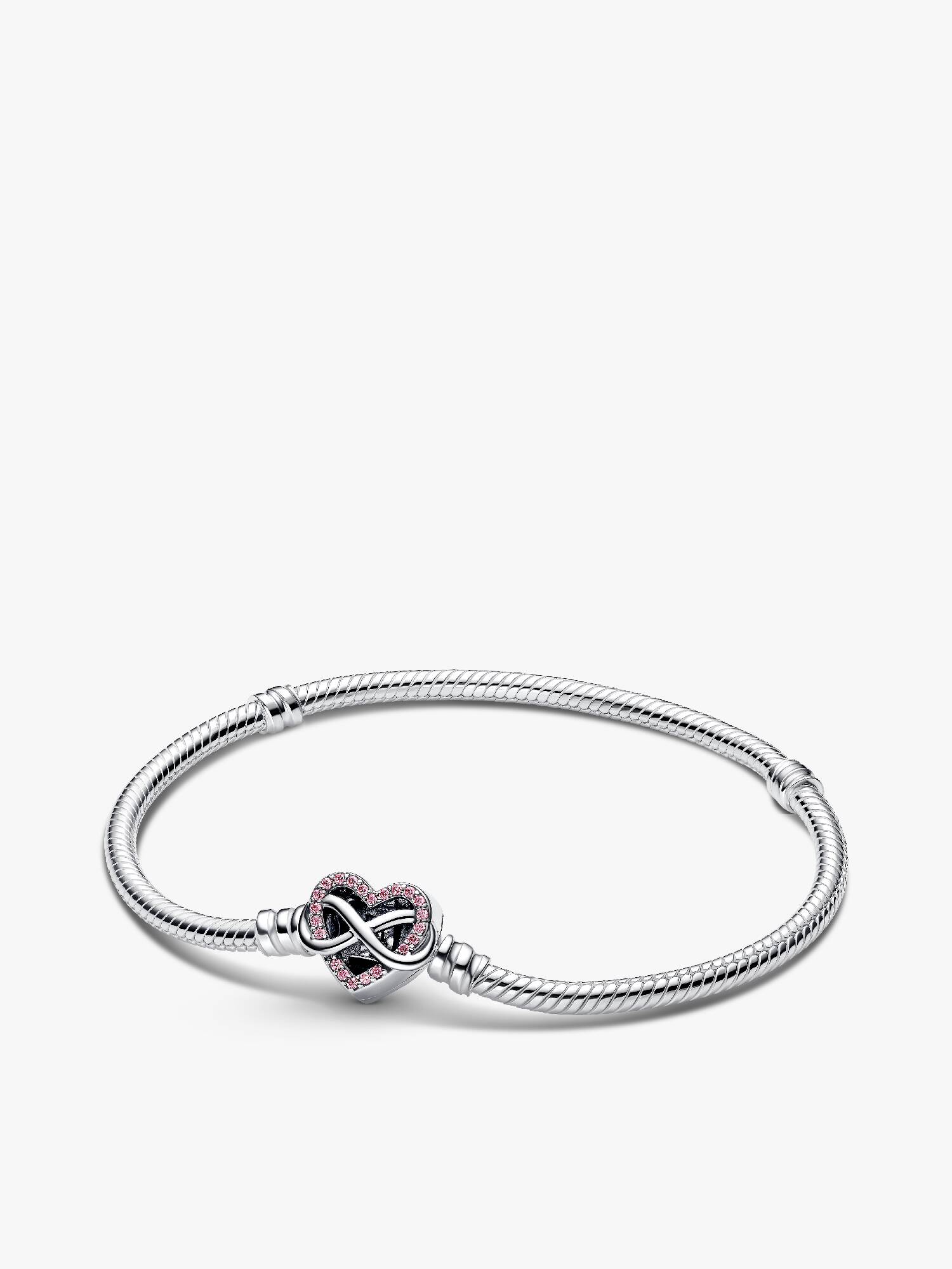 Sparkling Pink Infinity Heart Clasp Snake Chain Bracelet