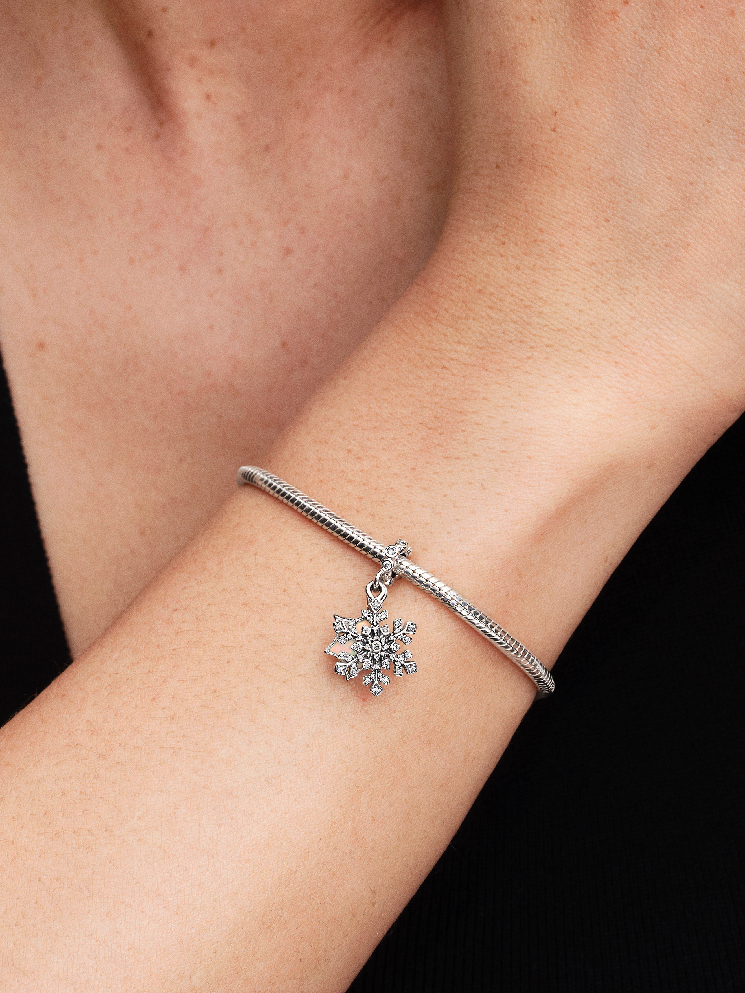 Opalescent Snowflake Double Dangle Charm | スターリングシルバー