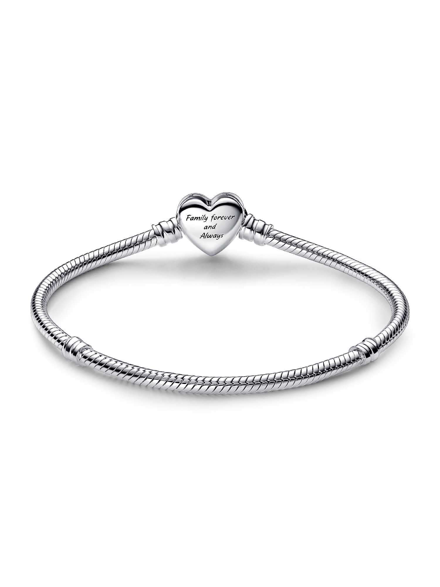 Sparkling Infinity Heart Clasp Snake Chain Bracelet | スターリング