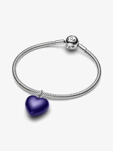 Blue Puffy Heart Dangle Charm