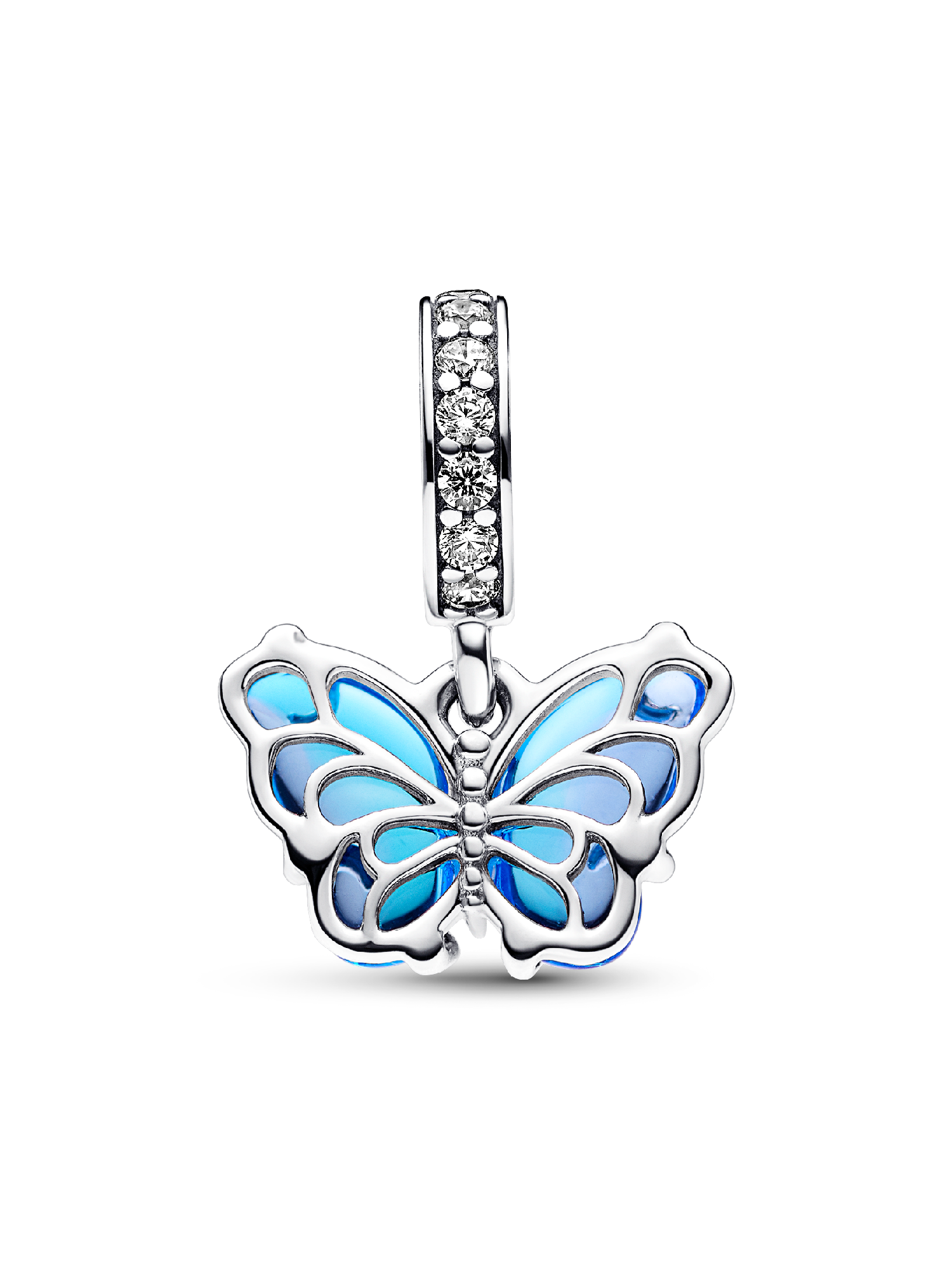 Blue Murano Glass Butterfly Dangle Charm | スターリングシルバー