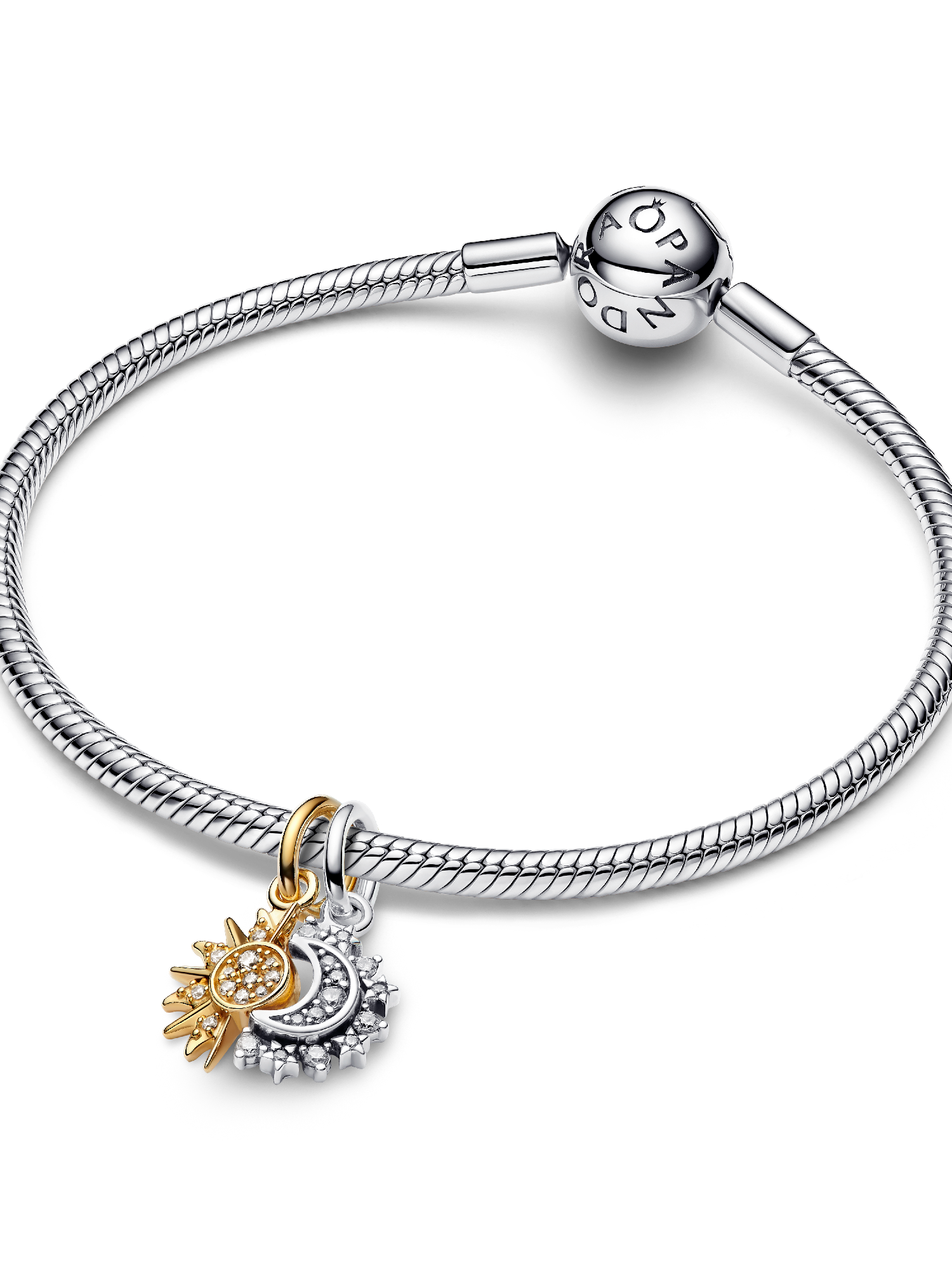Splittable Sun & Moon Dangle Charm | ツートーン | パンドラ'