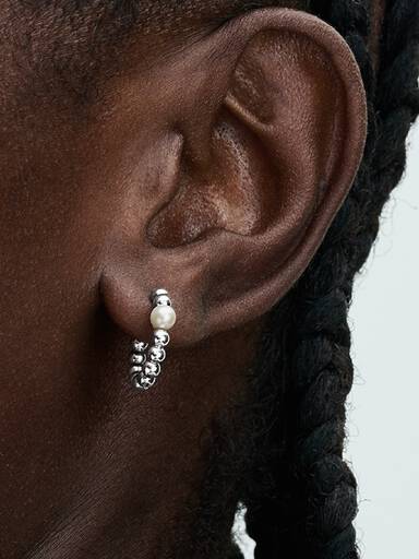 Treated Freshwater Cultured Pearl & Beads Hoop Earrings