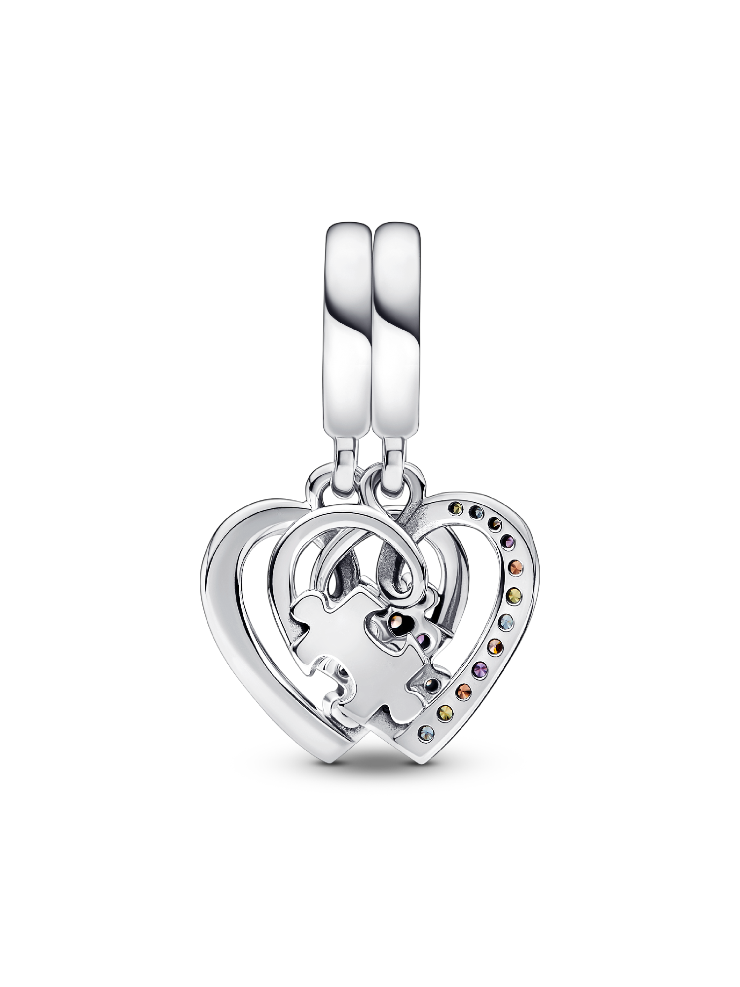 Puzzle Piece Hearts Splittable Friendship Dangle Charm