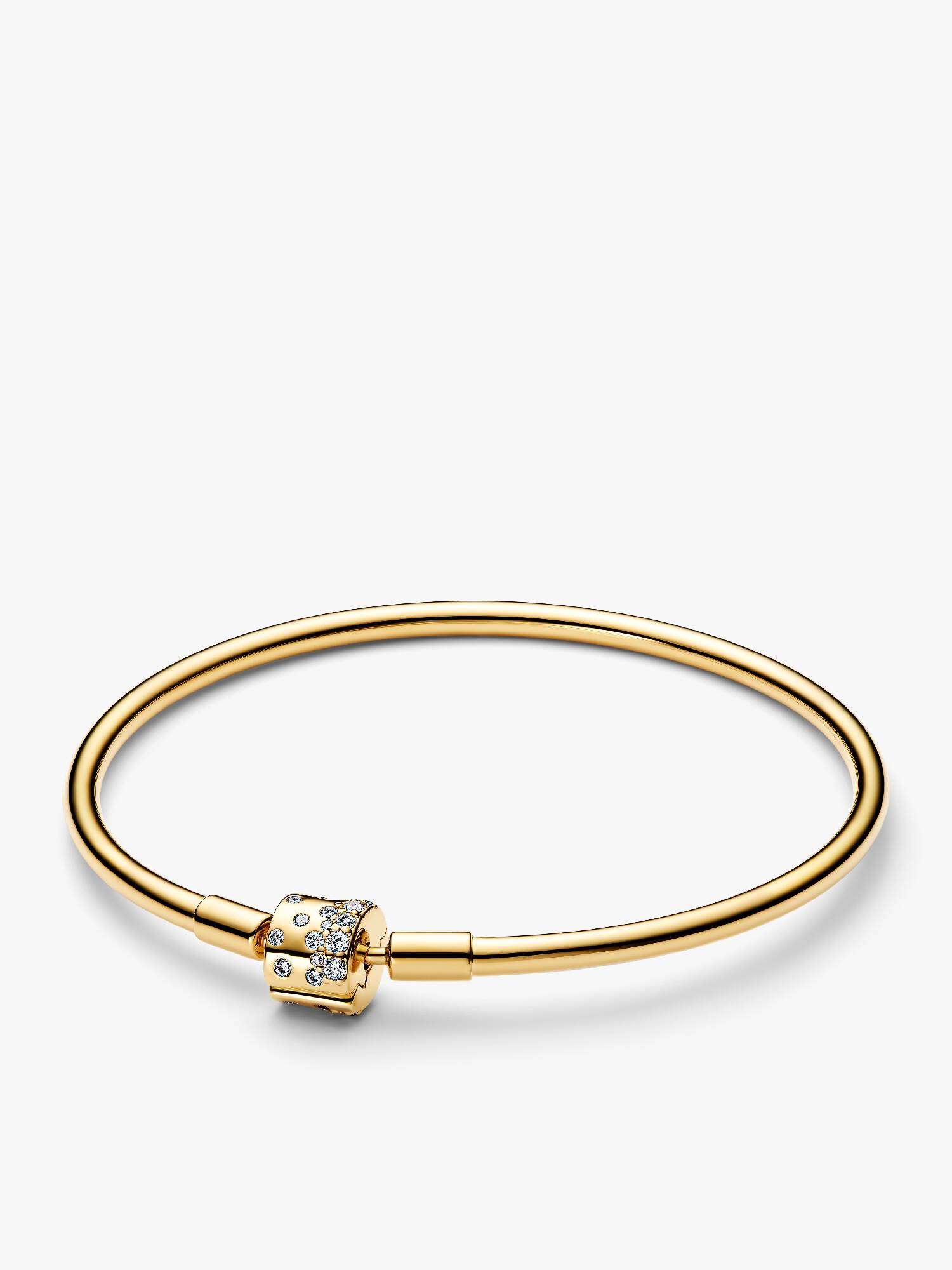 14k gold-plated bangle with clear cubic zirconia