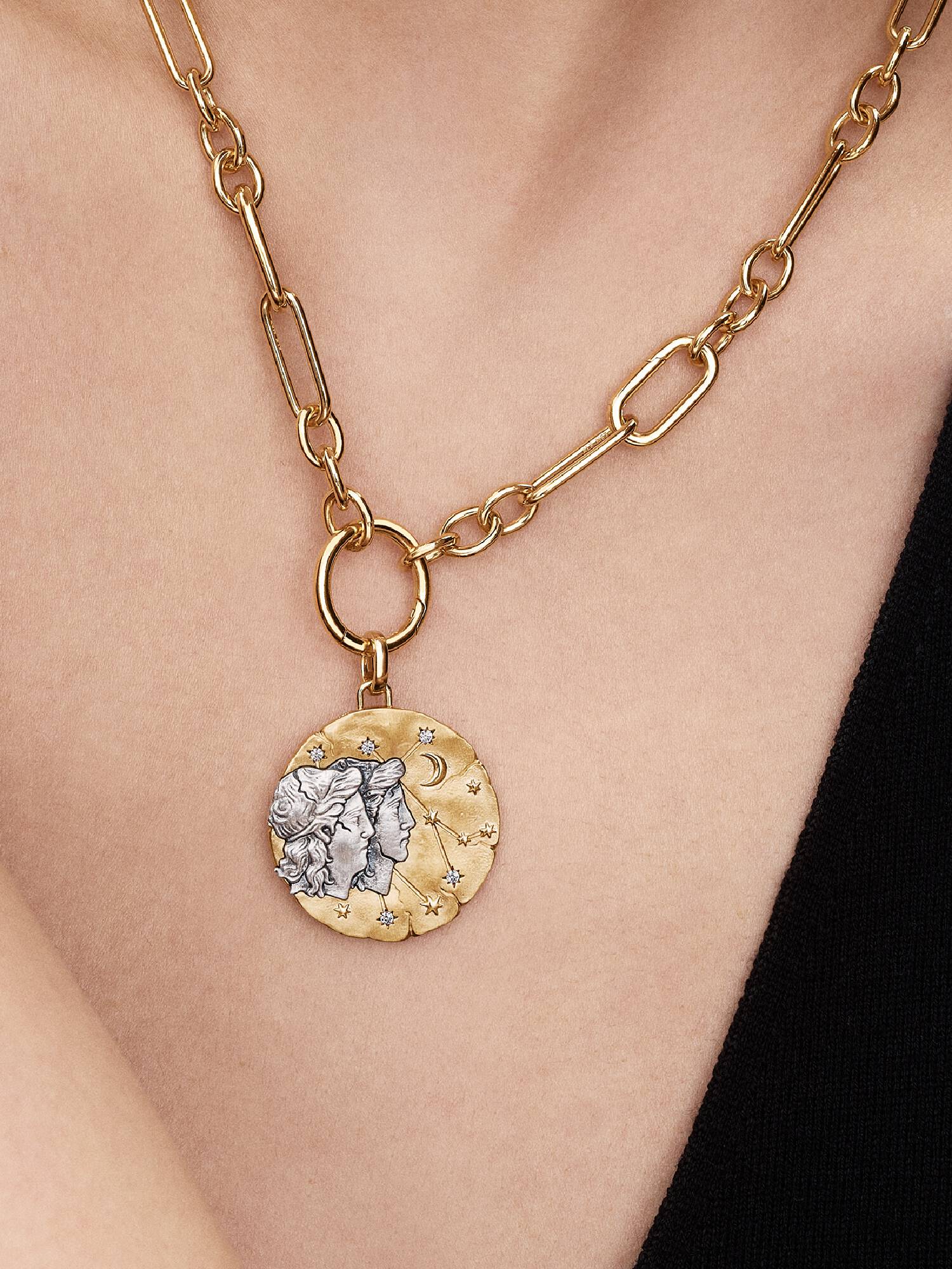 Gemini Zodiac Oversized Medallion Charm