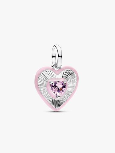 Radiating Pink Heart Medallion Charm
