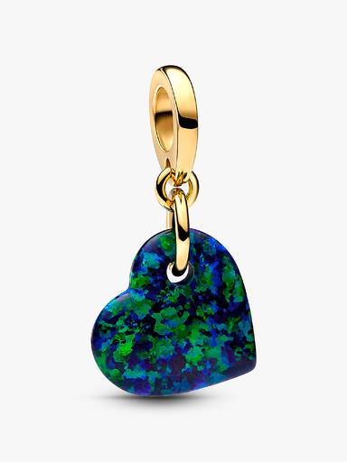 Opalescent Green Heart Dangle Charm
