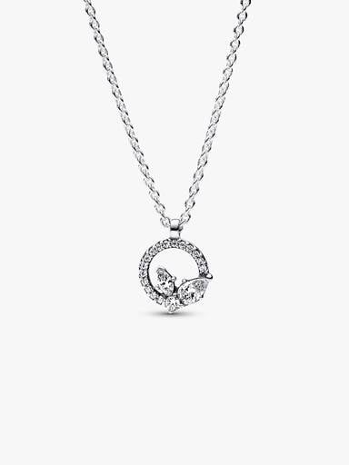 Sparkling Herbarium Circle & Cluster Pendant Necklace