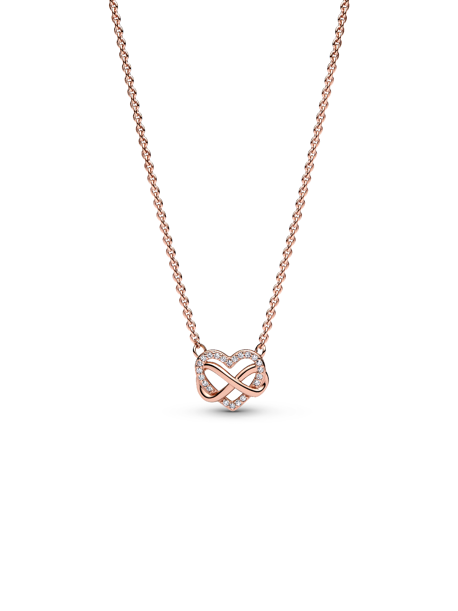 Sparkling Infinity Heart Collier Necklace | ローズゴールドプレー