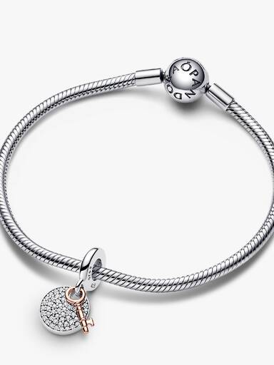 Two-tone Key to Happiness Double Dangle Charm