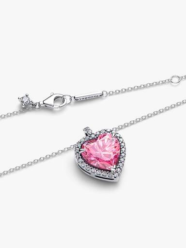 Pink Halo Heart Collier Necklace