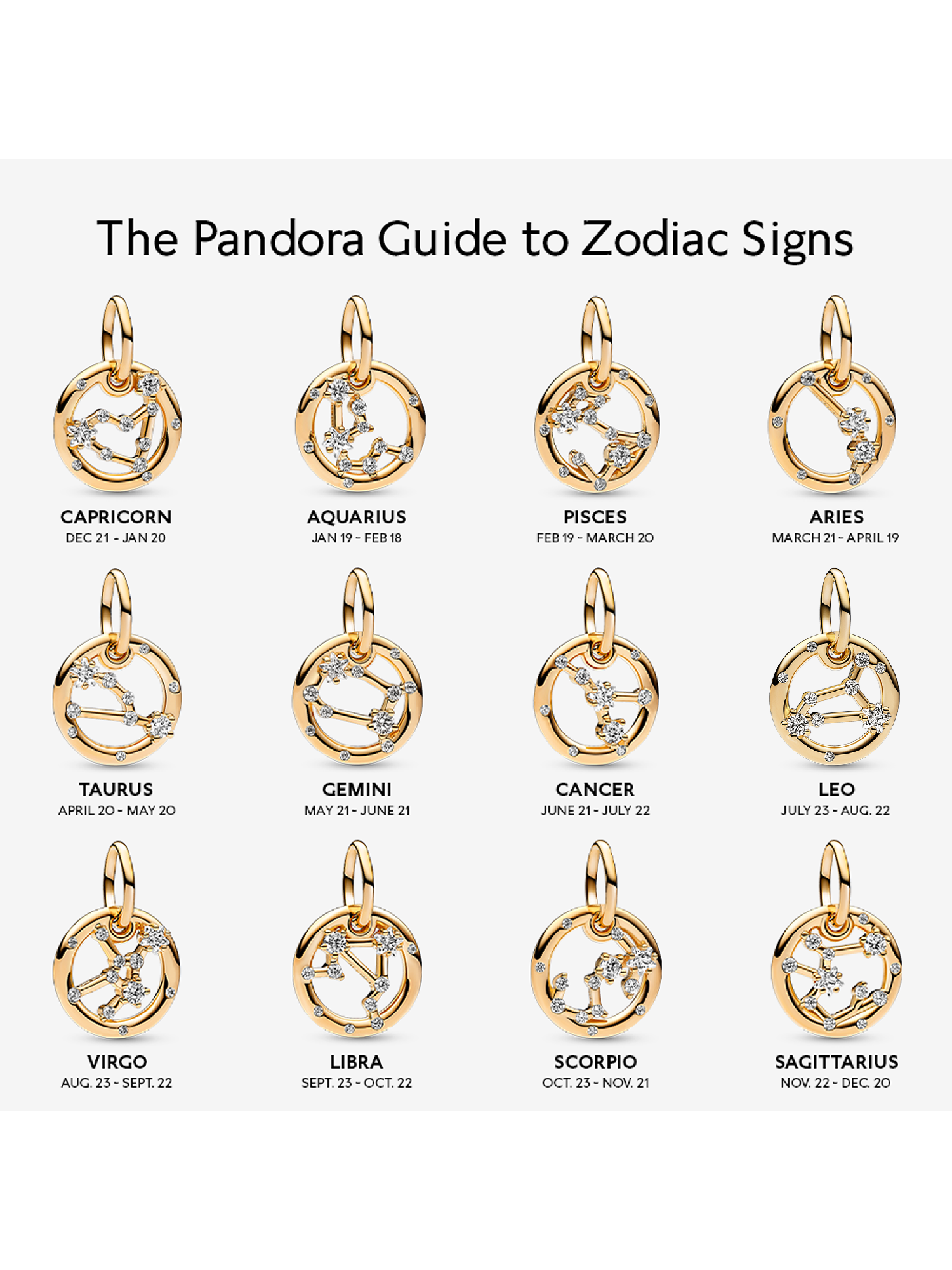 Gemini Zodiac Dangle Charm | ゴールドプレーティング | パンドラ'