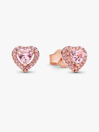 Pink Elevated Heart Stud Earrings
