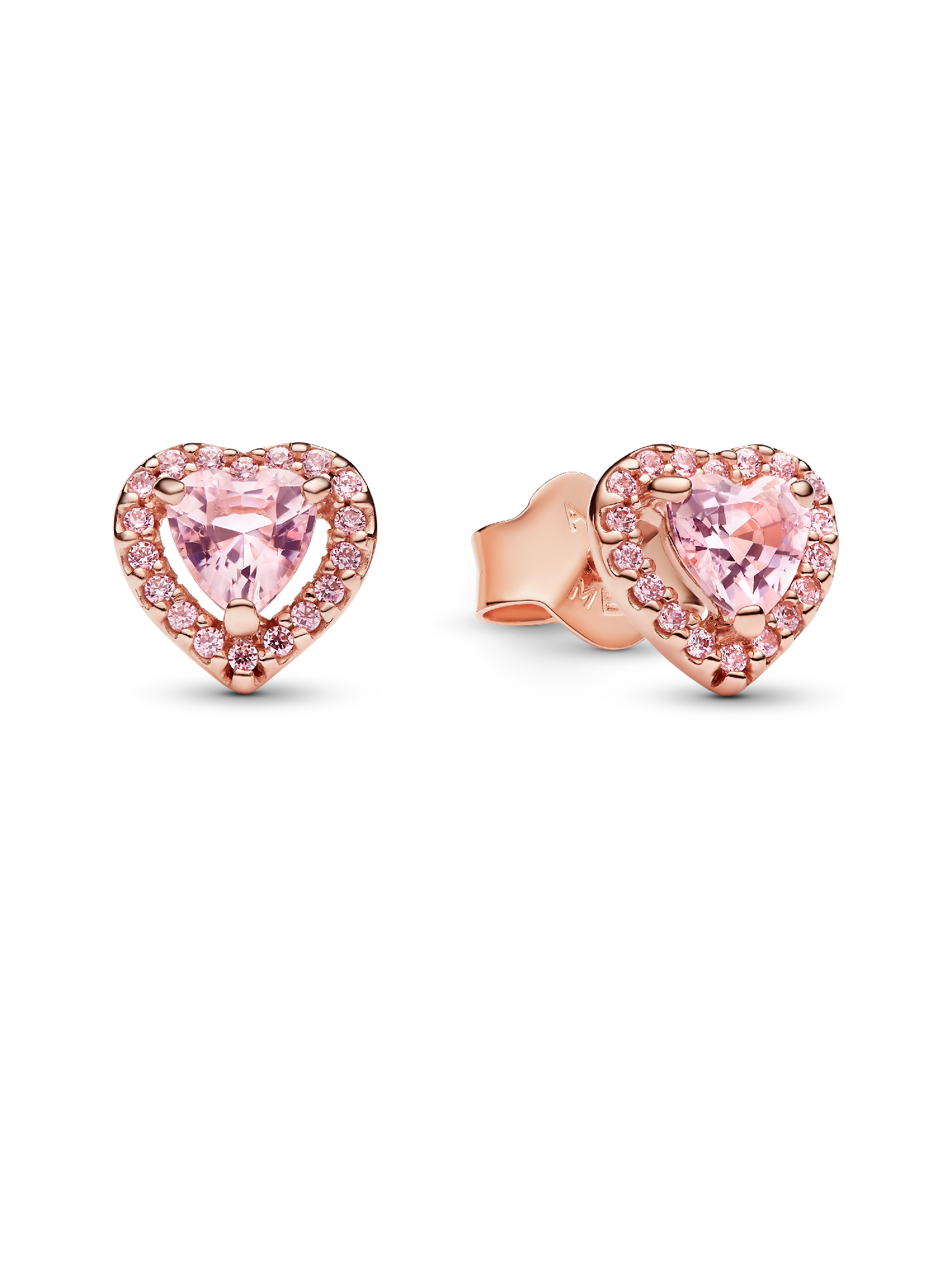 Pink Elevated Heart Stud Earrings | ローズゴールドプレーティング