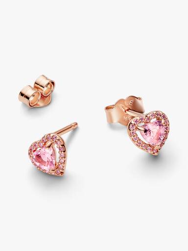 Pink Elevated Heart Stud Earrings